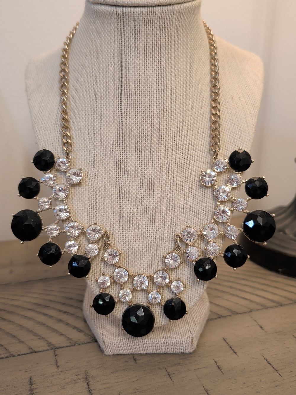 Talbots Black and Gold Statement Necklace